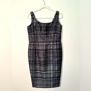MILLY Confetti Check Scoop Neck Sheath Dress Size 12